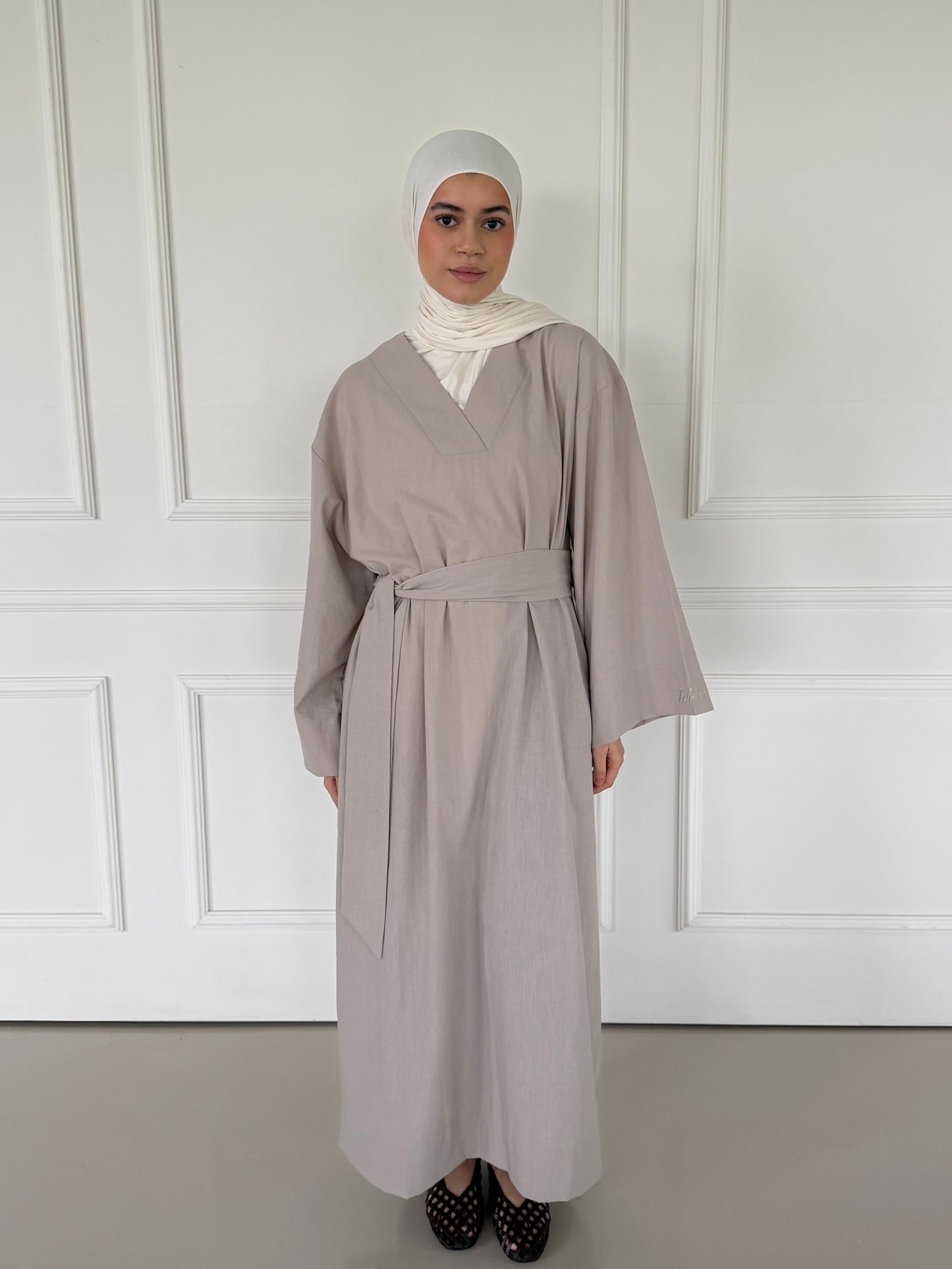 Linen dress with belt