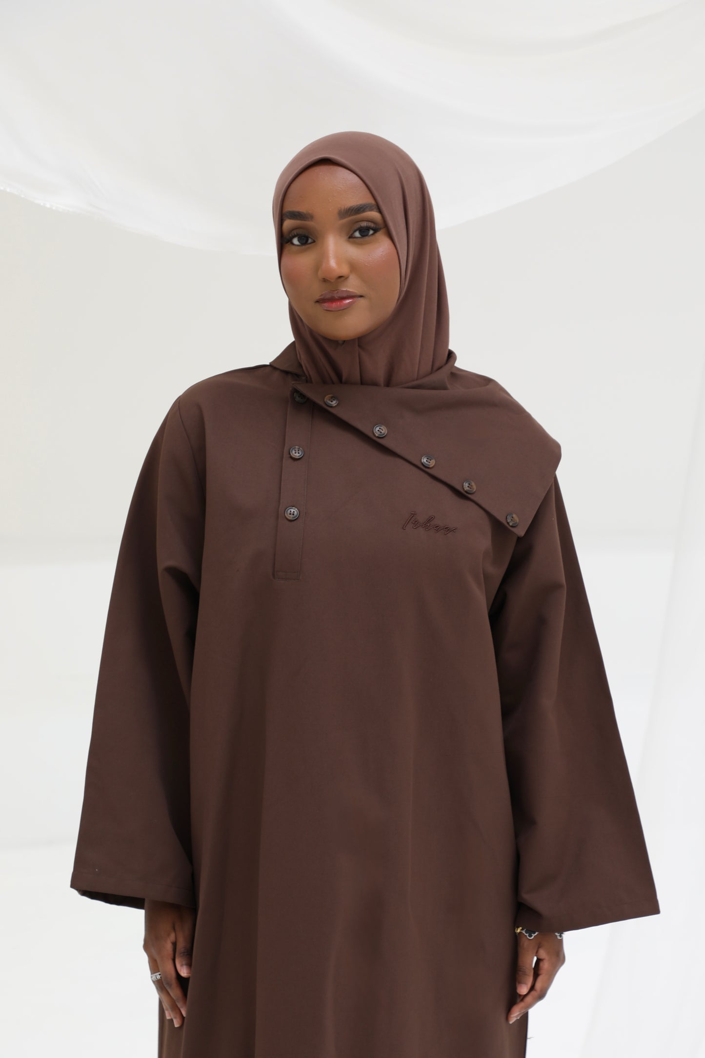 Button cape dress