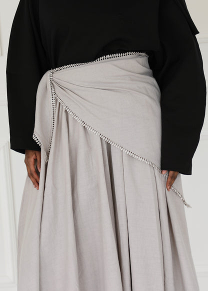 Skirt with lace detail & scarf