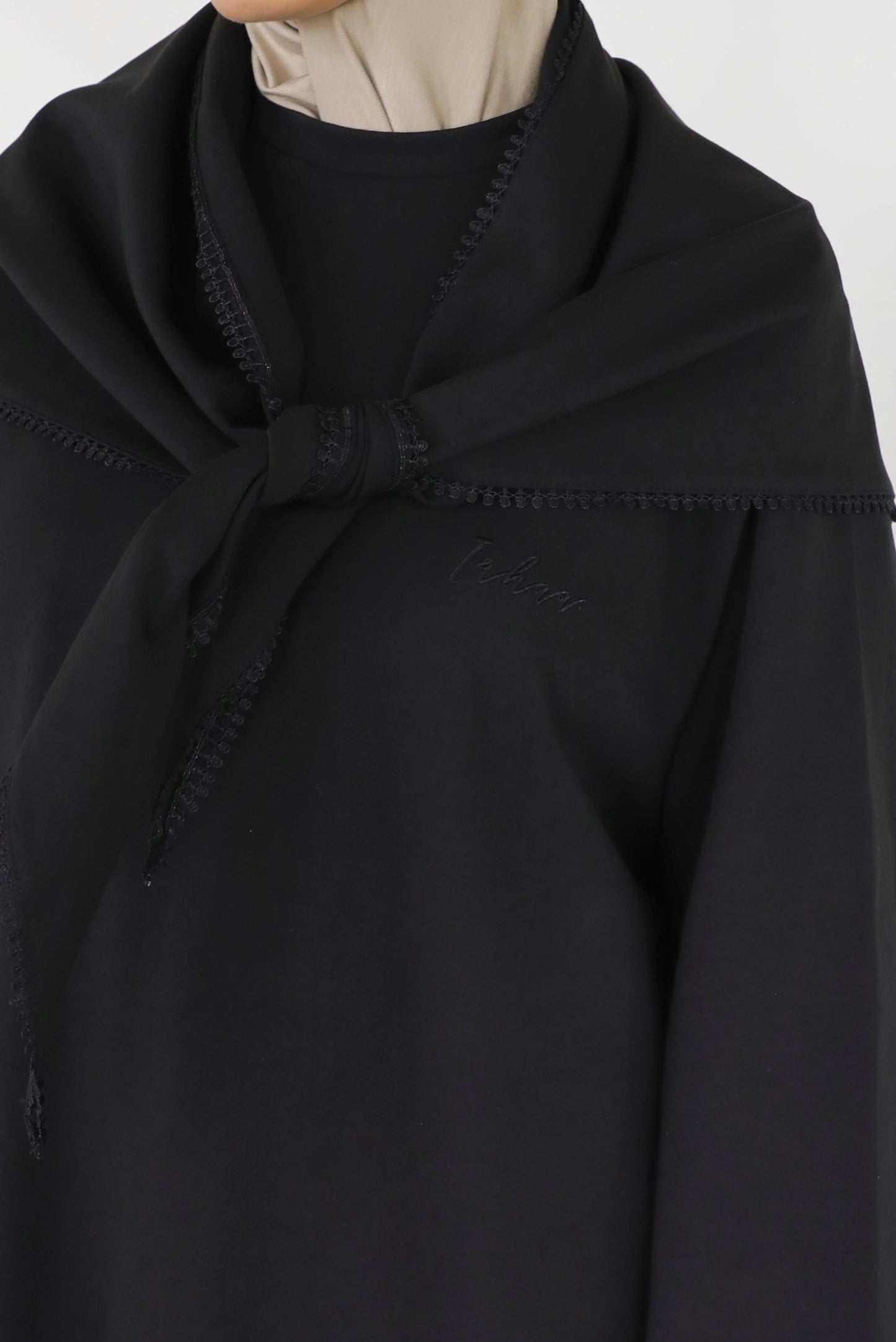 Oversized shirt with lace detail & scarf