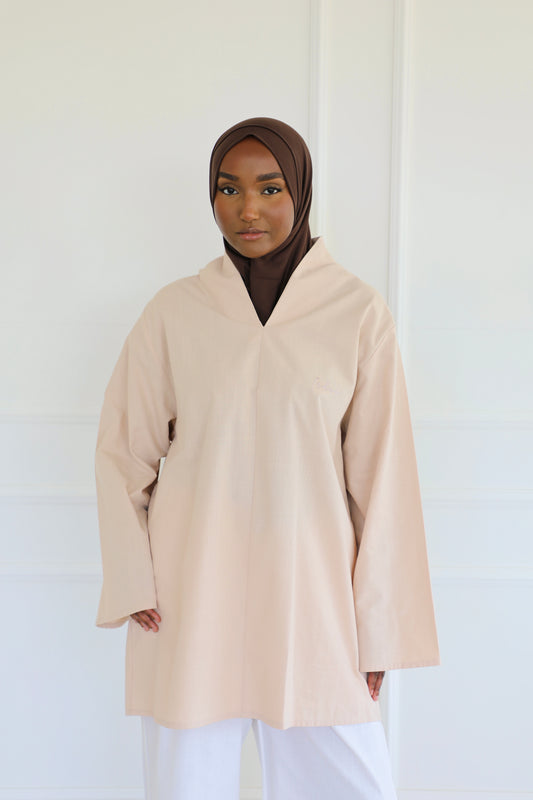 Highneck linen shirt
