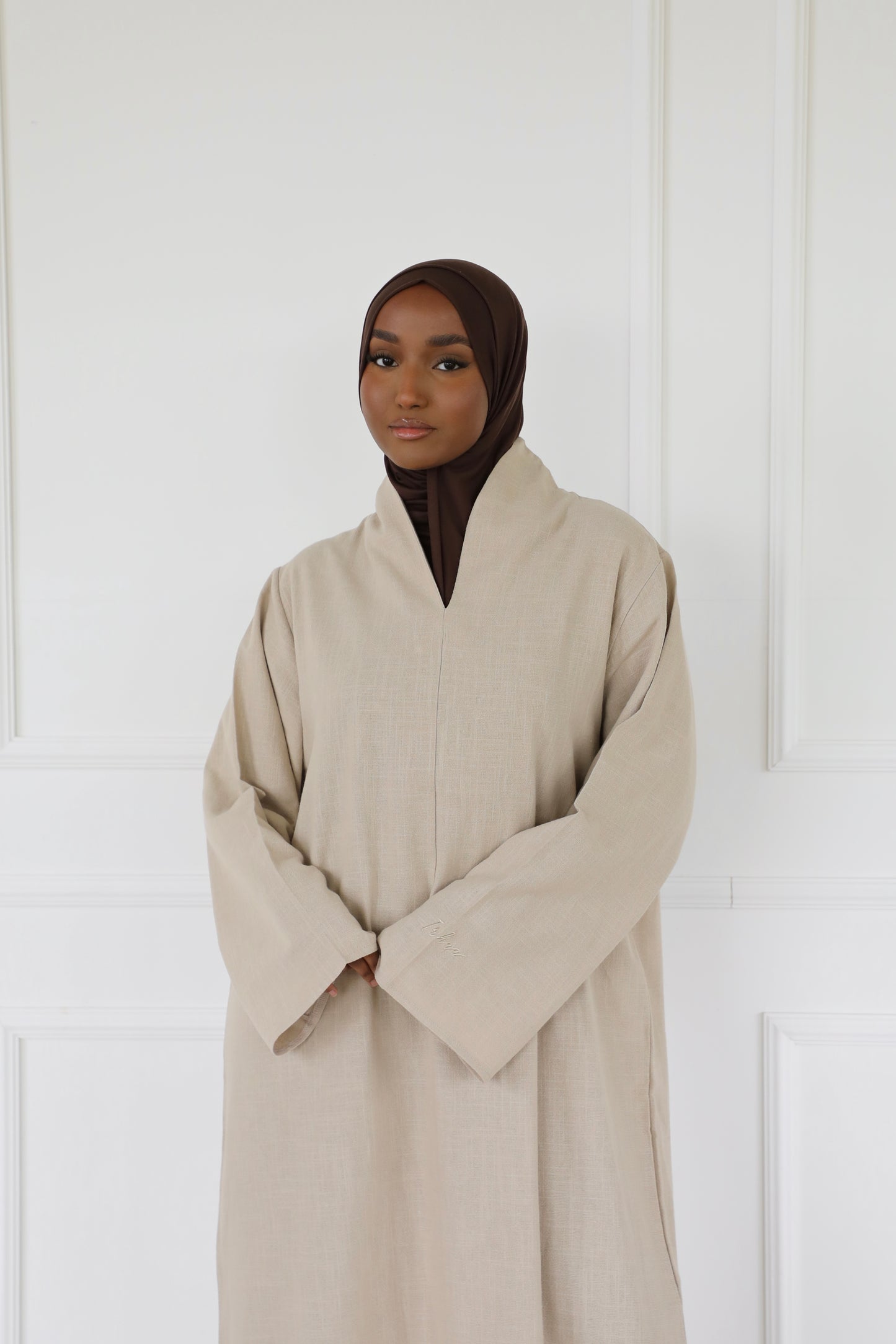 Linen highneck dress