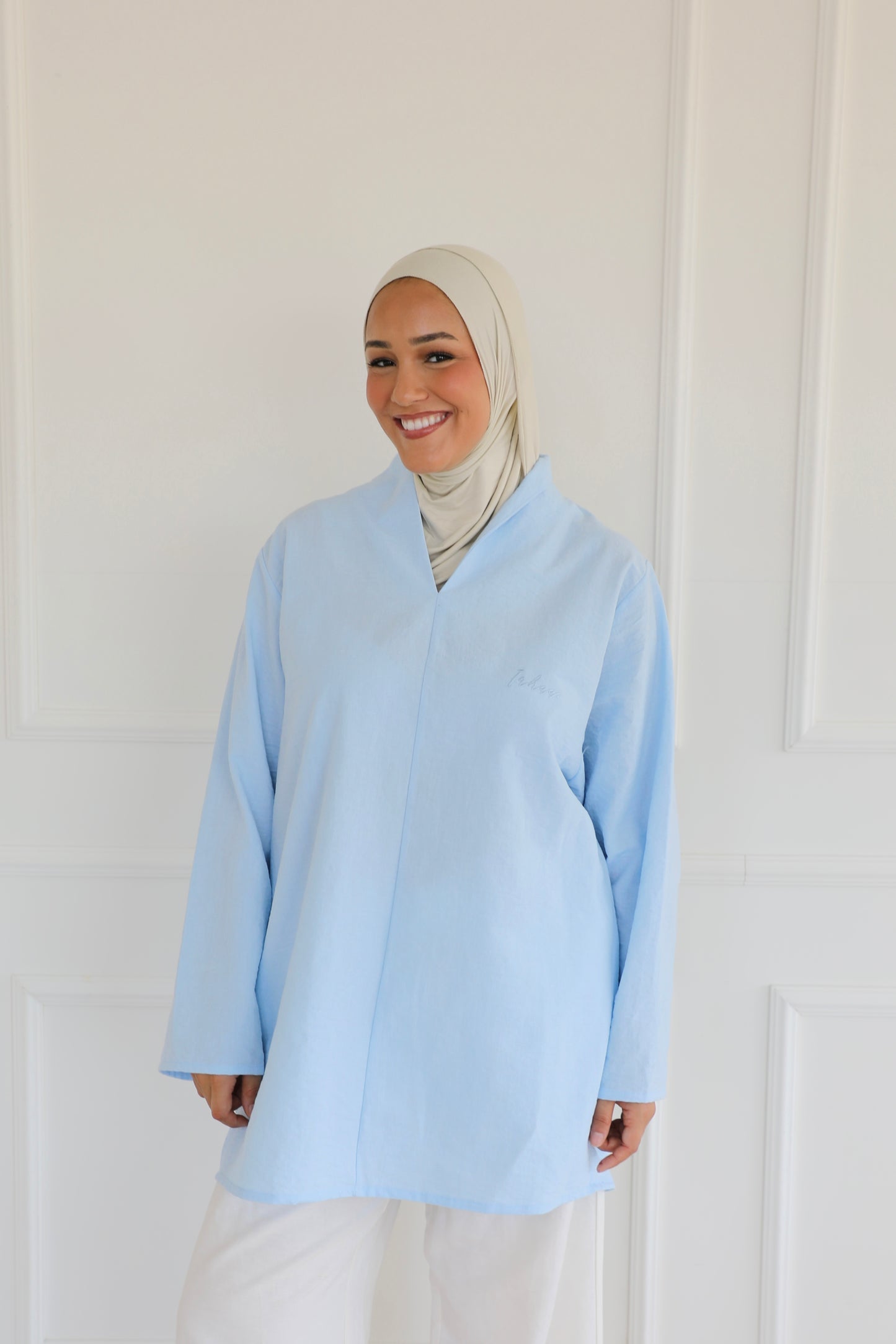 Highneck linen shirt