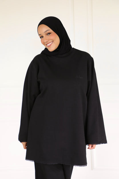 Oversized shirt with lace detail & scarf