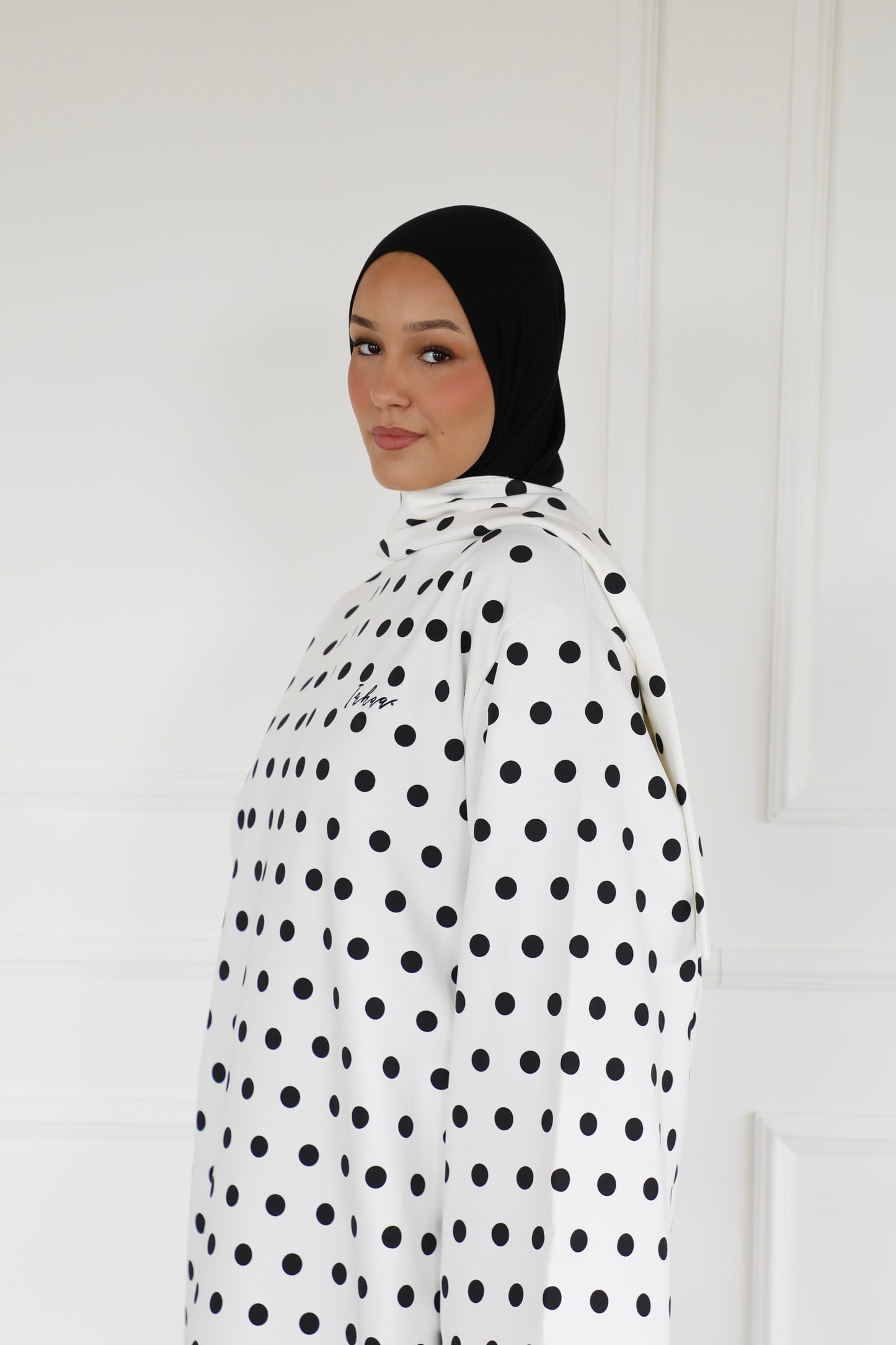 Polka dot oversized shirt with scarf
