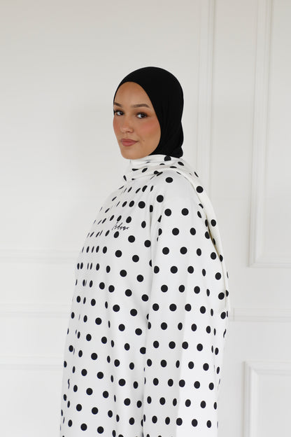 Polka dot oversized shirt with scarf