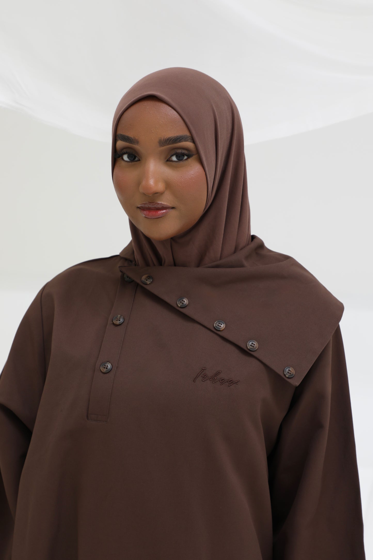 Button cape dress
