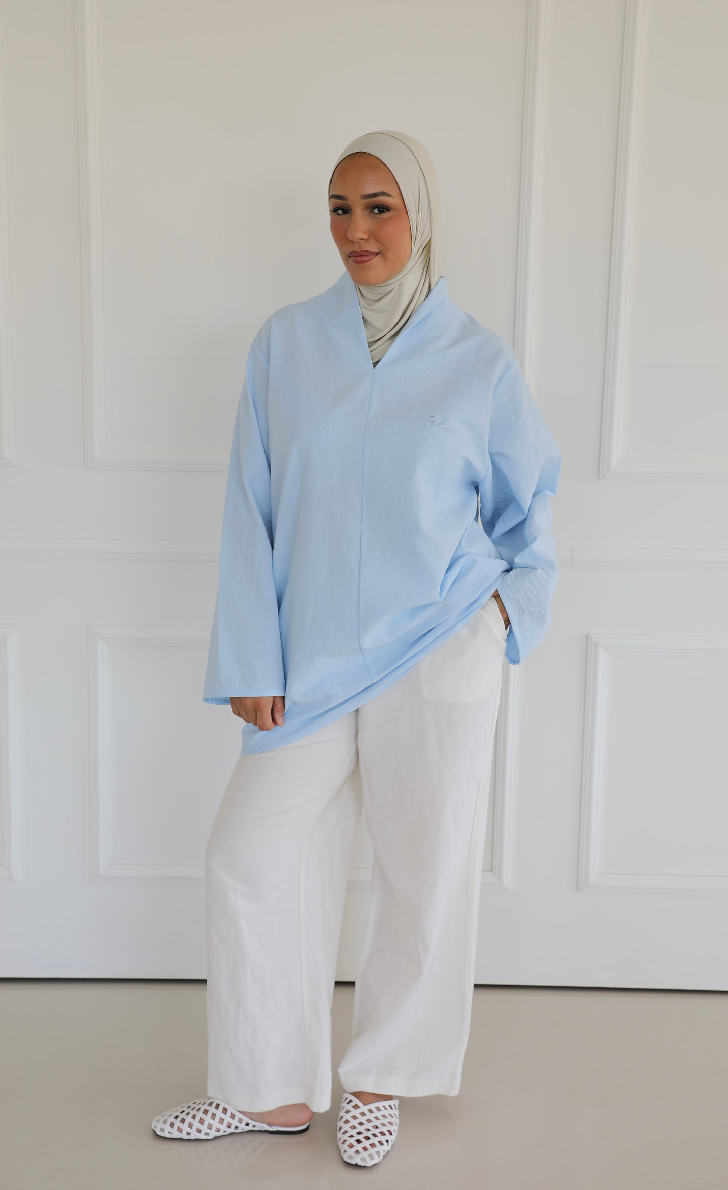 Highneck linen shirt