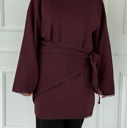 Oversized shirt with lace detail & scarf