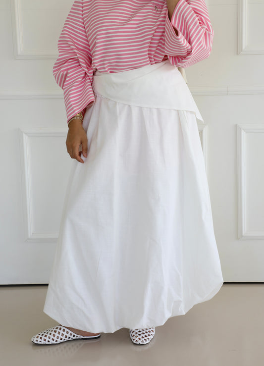 Linen balloon skirt with scarf