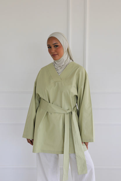 Linen shirt with belt